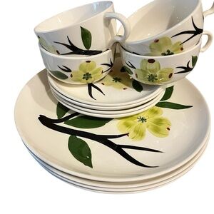 Vintage Dixie Dogwood Joni China Plates Tea Cup/ Saucer For 4